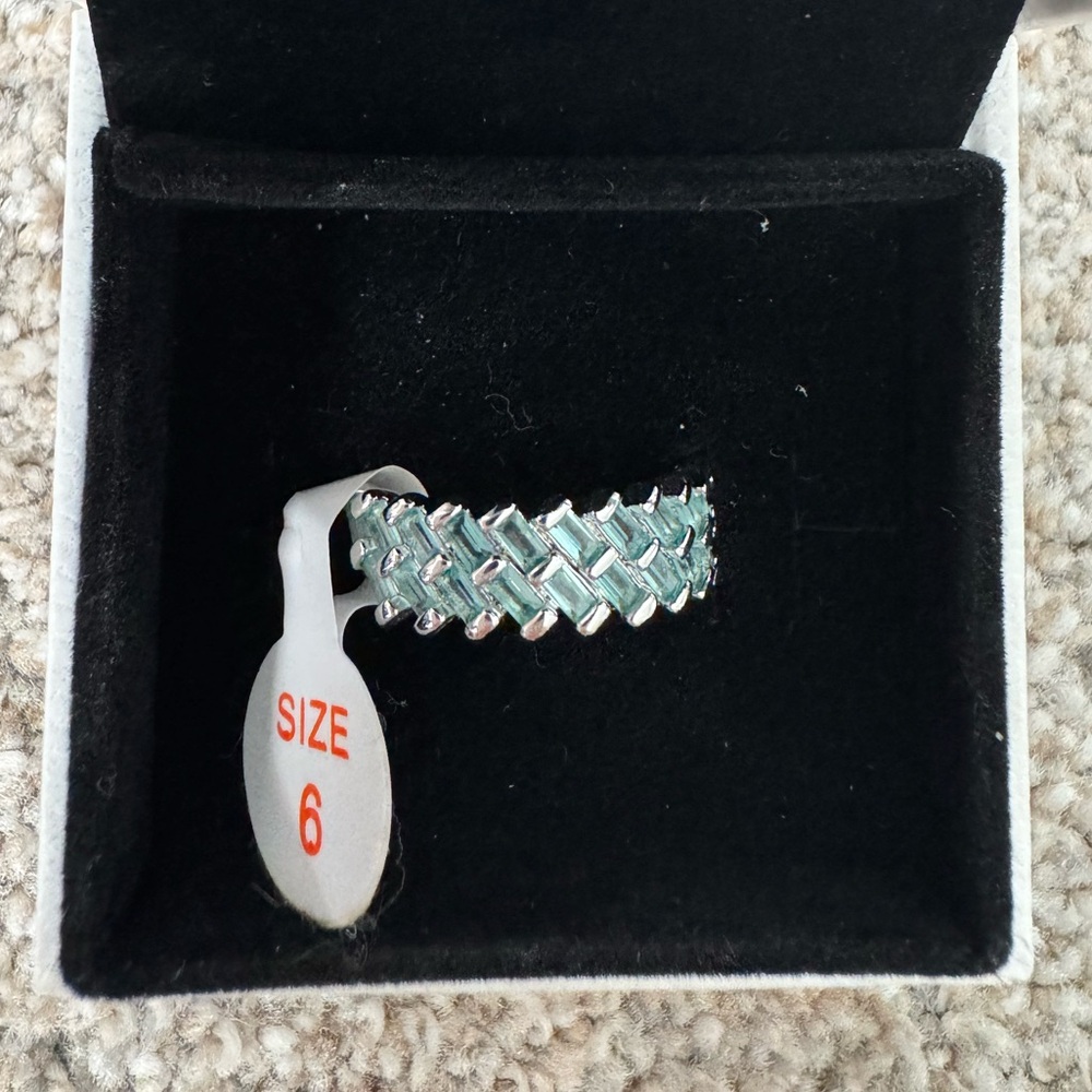 Bomb Party Aqua Woven Lattice Band Ring – Size 6 – NWT